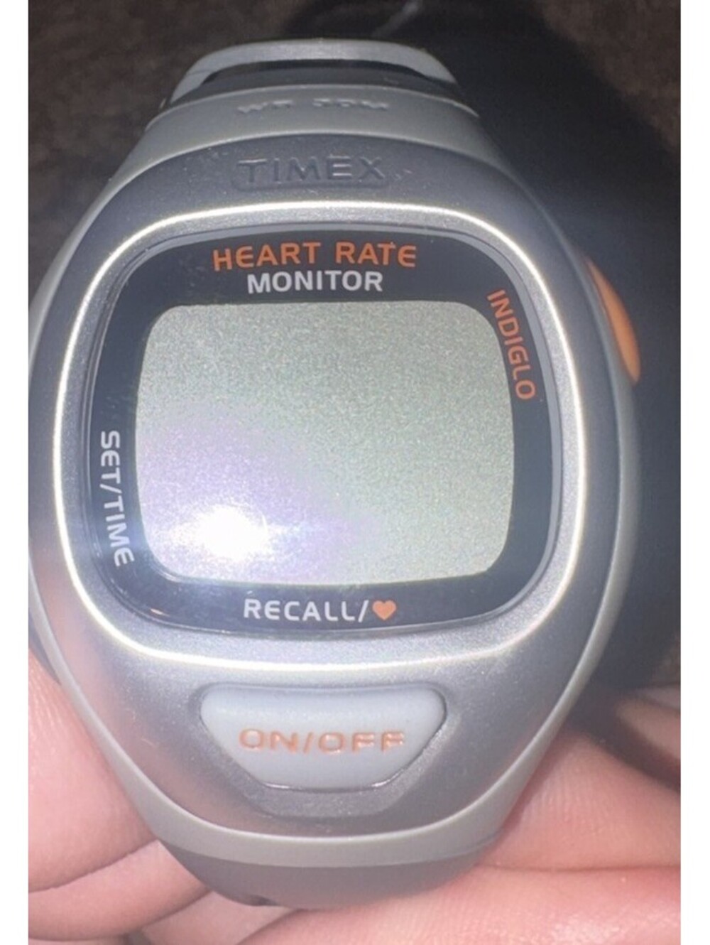 Timex T5G951 Easy Trainer Heart Rate Monitor Watch Gray Indiglo WR30M Untested